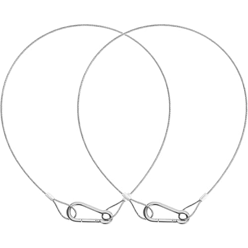 Safety Cable Lock, Stainless Steel Cable with Loops,Flexible Security Steel Cable Wire Lock and Chain for Luggage Hanging Light Plant Pictures (20"(2 Pack)) - color: 20"(2 Pack)