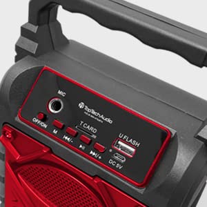 Top Tech Jet-4 Bluetooth Speaker, 400W, 4" Woofer, Rich Bass, 6hr Playtime, Disco Lights, Karaoke Mode, TWS, 100ft Range, USB, TF, Mic Input, Portable Speaker – Red - color: Red