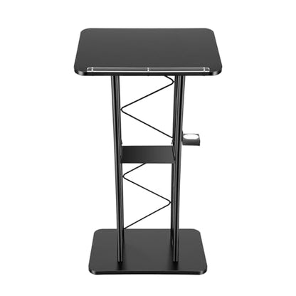 LOYALHEARTDY Black Curved Podium, Truss Metal Pulpit Lectern with A Cup Holder Durable Powder Coat Finish Conference Pulpit Podium for Church School Lectern 47-inch