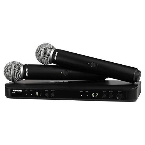 Shure BLX288/SM58 Dual-Channel Wireless Audio System H9 Band (512–542 MHz) – BLX88 Receiver, (2) BLX2 Transmitters with SM58 Dynamic Mic, Up to 14 Hr Battery, 300 ft Range | BLX88 Receiver, (2) BLX2 Transmitters with SM58 Dynamic Mic, Up to 14 Hr Battery,