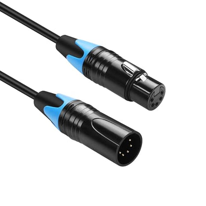GINTOOYUN DMX Cable 5 Pin Signal XLR Male to Female Wire DMX512 XLR Male to Female Stage Light Signal Cable with Metal Connectors, Connection for Stage & DJ Lighting fixtures(0.5M)