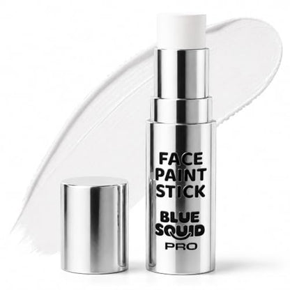 Blue Squid PRO White Face Paint Stick - Waterproof Body Paint for Adults & Kids Eye Black Baseball, Softball - Vegan Hypoallergenic Twist-Up Non-Toxic Makeup Stick for Cosplay, Sports & SFX (White) - color: White