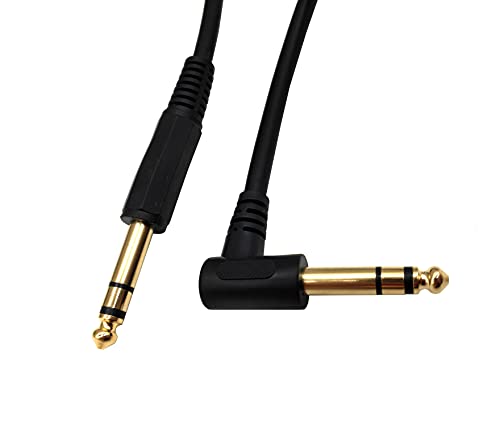 1/4 Inch Guitar Instrument Cable, 6FT 90 Degree Angle 6.35mm TRS Jack Male to 1/4 Inch TRS Male Stereo Speaker Audio Cable for Electric Guitar, bass Guitar, Electric and More (6ft/1.8M) - color: 6ft/1.8M