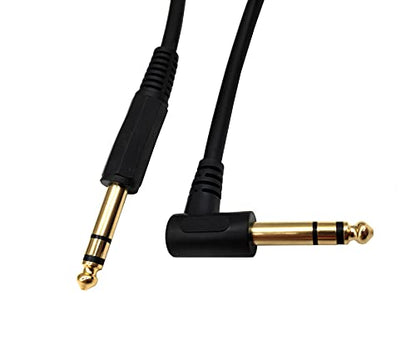 1/4 Inch Guitar Instrument Cable, 6FT 90 Degree Angle 6.35mm TRS Jack Male to 1/4 Inch TRS Male Stereo Speaker Audio Cable for Electric Guitar, bass Guitar, Electric and More (6ft/1.8M) - color: 6ft/1.8M