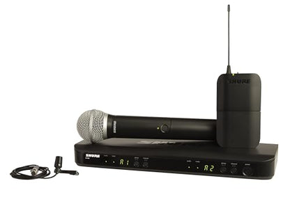 Shure BLX1288/CVL Dual-Channel Wireless Audio System, H11 Band (572–596 MHz) – BLX88 Receiver, PG58 Handheld Mic & CVL Lavalier Bodypack – Up to 14 Hr Battery, 300 ft Range - style: H11 Band (572-596 MHz)
