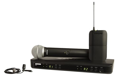 Shure BLX1288/CVL Dual-Channel Wireless Audio System, H9 Band (512–542 MHz) – BLX88 Receiver, PG58 Handheld Mic & CVL Lavalier Bodypack – Up to 14 Hr Battery, 300 ft Range - style: H9 Band (512-542 MHz)