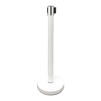 Retractable Stanchion, 6 SPECIALTY Posts + Signframe, 36" Ht, 78" Special Event & Holiday Theme Belt + Bonus Replacement Cassettes + Wall Receiver (WHT Post/Caution Belt) - color: Wht Post/Caution Belt