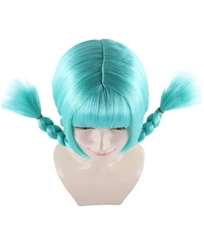 HPO Bavarian Double Braided Wig, Light Blue Color, 100% Cruelty Free, Breathable Capless Cap, Premium Handcrafted Wig, Designed for comfort fit, flame retardent synthetic fiber - color: Light Blue