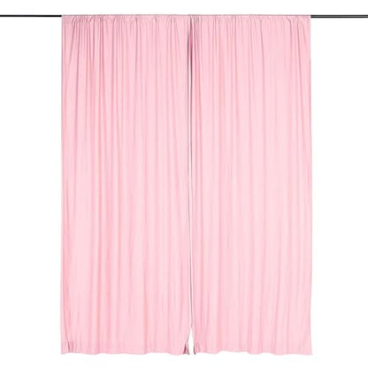 Efavormart 2 Pack 10ft x 10ft Blush Rose Gold Fire Retardant Scuba Backdrop, Luminous Wrinkle-Free Curtain Panels for Bridal Showers and Glamorous Events - color: Blush
