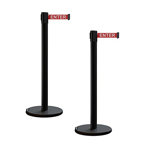 Trafford Industrial RBB-100 Retractable Belt Barrier Stanchions, Set of 2 - color: Red with "CAUTION - DO NOT ENTER" White Letters, size: 7.5 ft