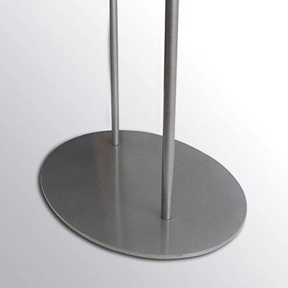 M&T Displays Metal Oval Info Board Silver 24x36 Inches Slide-In Poster Sign Holder 1 Tier Double Sided Floor Standing Pedestal Advertising Display with Backing and Anti-Glare PET Cover - color: Silver
