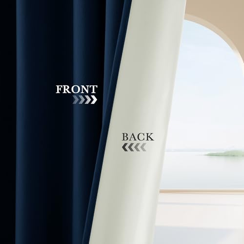PONY DANCE 100% Blackout Velvet Curtains 72 inch Long for Living Room - color: Navy Blue, size: 52"W x 72"L (Pack of 2)