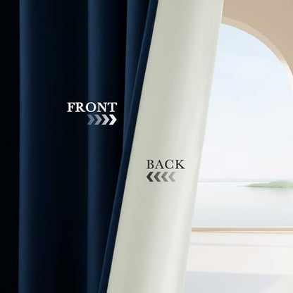 PONY DANCE 100% Blackout Velvet Curtains 72 inch Long for Living Room - color: Navy Blue, size: 52"W x 72"L (Pack of 2)