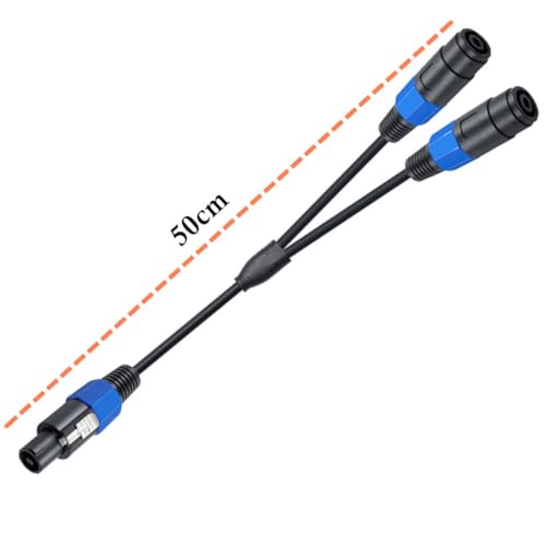 Speakon Splitter Cable, Speak-on 1 Female 2 Male Audio Cable (50cm) | Speaker Extension Cable, Speaker Break Out Cable with Twist Lock for DJ/PA Speaker Cord (1 Male to 2 Female) - style: 1 Male To 2 Female