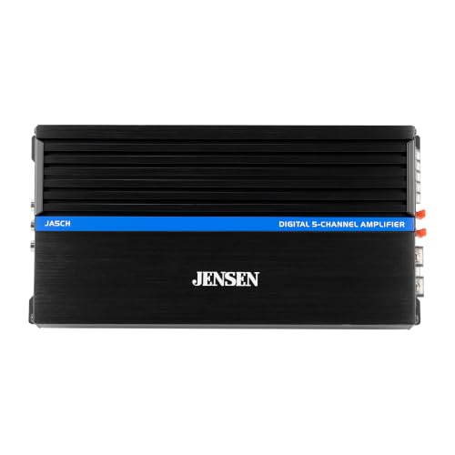 Jensen JA5CH 5-Channel Class-D Car Amp 1,500W Peak CTA-2006-D Certified | Powers 4 speakers & a subwoofer, bridgeable design, compact efficient build, CTA-2006-D certified Class-D 5-channel power - style: 5 Channel