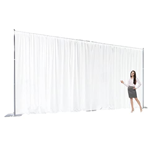 Extra Wide Two Layers One Piece Trade Show Booth Backdrop, White, 20x8ft | Chiffon Tulle & Polyester, Extra Wide Blackout Curtains, Theatrical Backdrops - color: White, size: 96"W x 240"L (Pack of 1)