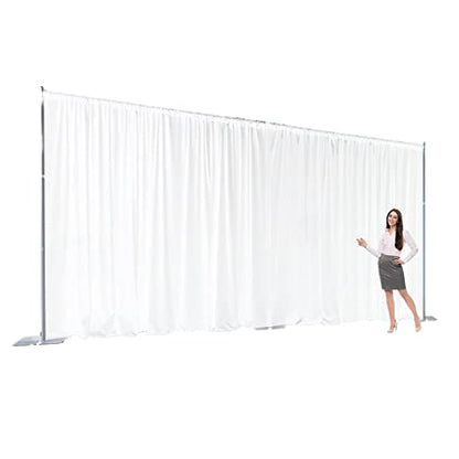 Extra Wide Two Layers One Piece Trade Show Booth Backdrop, White, 20x8ft | Chiffon Tulle & Polyester, Extra Wide Blackout Curtains, Theatrical Backdrops - color: White, size: 96"W x 240"L (Pack of 1)