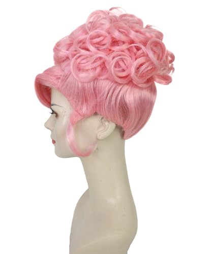 American Rapper Curly Updo High Fashion Wig for Women - Celebrity Style Wig | Elegent Choice for Cosplay Events, Halloween Parties & Themed Performances - Pink - color: Pink