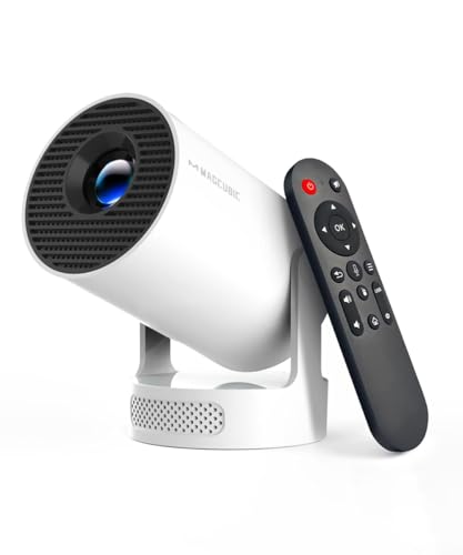 Magcubic Mini Projector with WiFi 6 and Bluetooth 5.4, Portable Projector 4K Support, 5W Soundbase Speaker, Auto Vertical Keystone 180°Rotatable Smart Proyector for Movie Home Outdoor - color: White