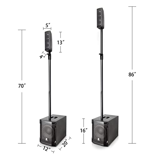 PRORECK CLUB 2000 10-inch 1000W Powered PA Loud Speaker System Combo Set With DSP, TWS Bluetooth, Column Array Speaker And 10 inch Subwoofer for Meeting, Speeches, Churches, Performances, DJ Gig, Live