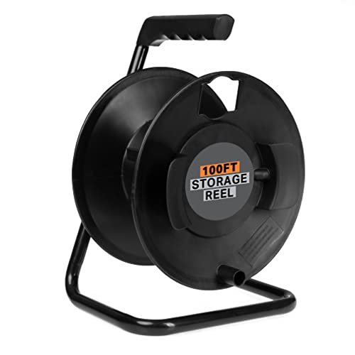 Thonapa Extension Cord Storage Reel with Metal Stand, Black