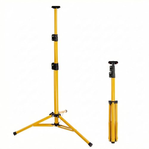 Adjustable Work Light Tripod Stand, Foldable Heavy Duty Steel Tripod, 35-55 Inch Height, Quick Release Mount, Yellow - color: Yellow, size: 55in