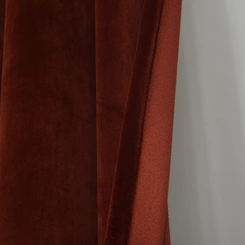 Roslynwood Velvet Burnt Ochre Curtains 63 inch Long - Curtains Block Light Rod Pocket Thermal Insulated Window Curtain Drapes for Living Room/Office/Apartment,Burnt Ochre, W52 x L63, 2 Panels - color: Burnt Ochre, size: 52"W x 63"L (Pack of 2)