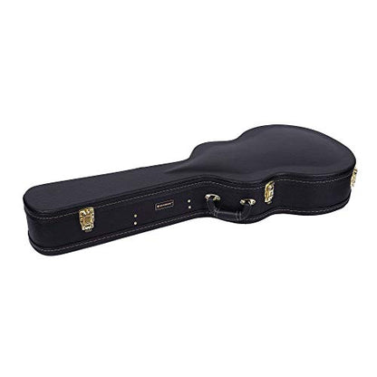Crossrock Arch-Top Wood Case for OM/Martin 000-14 Fret Guitars, Black (CRW600OMBK) - color: Black, style: Om