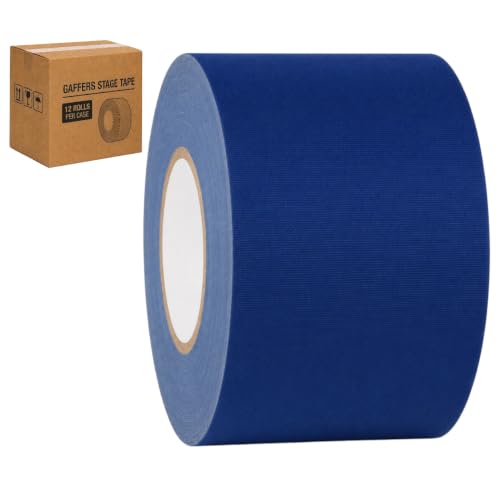 GGR Supplies CGT-80 Gaffers Stage Tape, Dark Blue, 4 in x 60 yd, 12-Pack | 12 Mil Low-Gloss Cloth, Clean Removal from Most Surfaces, Water and Abrasion Resistant, Cable Management, Film, Photography - color: Dark Blue, size: 4 in. (Pack of 12)