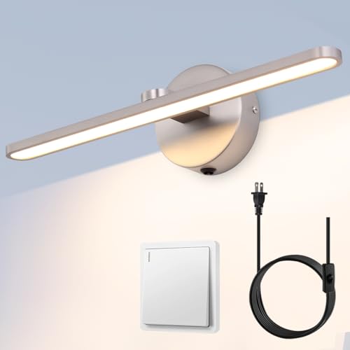 MantoLite LED Vanity Lighting Fixtures, 16inch Wall Mounted Plug in Light - color: Nickel, size: 16 inches