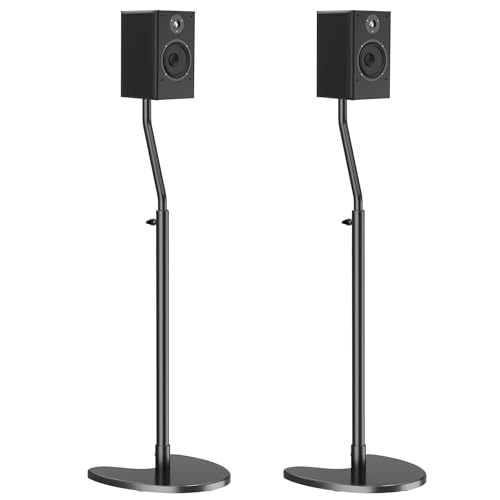 Mounting Dream Height Adjustable Speaker Stands, One Pair Floor Stands - size: 4.7" W x 7.9" H Speaker