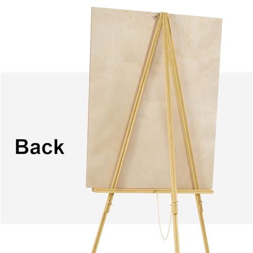 Falling in Art 65" A-Frame Wooden Tripod Easel Stand (Gold) | Display Easel with Adjustable Canvas Holder, Floor Easel for Wedding Signs, Posters, Paintings, Artwork - color: Gold-1 Pack