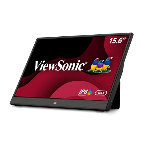 ViewSonic VA1655 16 Inch 1080p Portable Monitor, FHD IPS External Screen | USB C, Mini HDMI, Eye Care, Built In Stand, Protective Case, Macs, PCs, Home Office, Travel, Portrait Landscape, 60W Charging - size: 16-Inch 60Hz