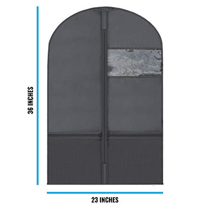 Plixio 36" Kids Garment Bags for Dance Costumes, Childrens Hanging Clothes - color: Black, size: 3 Pack : 36"