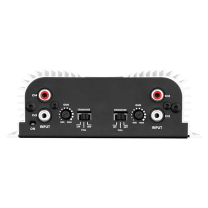 Taramps TS 400x4 400 watts RMS 4 Channels Full Range Car Audio Amplifier, 2 Bridged Channels, RCA Input Class D, Output Power, Multichannel Amplifier System, Small - TS400X4 | Bridgeable outputs, built-in HPF/LPF crossovers and RCA inputs provide flexible