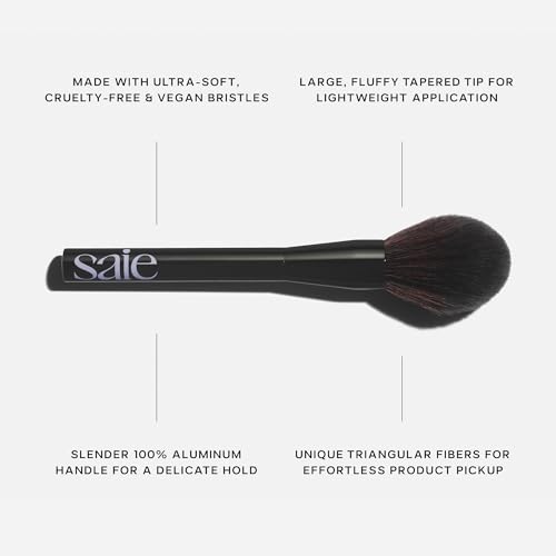 Saie All-Over Powder Makeup Brush - Large, Tapered, & Fluffy Setting Powder Brush for Lightweight, Effortless Application - Ultra-Soft, Cruelty-Free & Vegan Face Makeup Brushes (1 Count) - style: Powder Brush