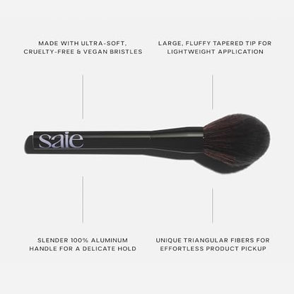 Saie All-Over Powder Makeup Brush - Large, Tapered, & Fluffy Setting Powder Brush for Lightweight, Effortless Application - Ultra-Soft, Cruelty-Free & Vegan Face Makeup Brushes (1 Count) - style: Powder Brush