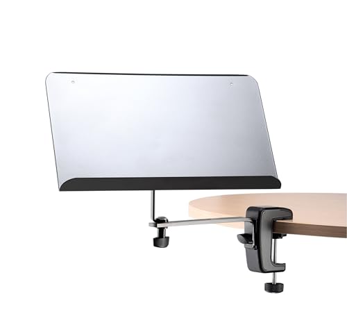 K&M König & Meyer 11510.000.55 Sheet Music Stand & Desktop Book or Document Holder | Table/Desk/Shelf C-Shape Mounting Clamp | Tilt Adjustment | Easy On/Off | Portable | German Made Blk