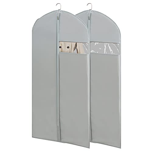Garment Bags for Travel, 50'' Garment Bags for Hanging Clothes, Suit bag (Set of 2, 23.3'' X 50'') | Transparent window , Easy to identify,2Pcs - size: Set of 2 (23.3'' X 50'')