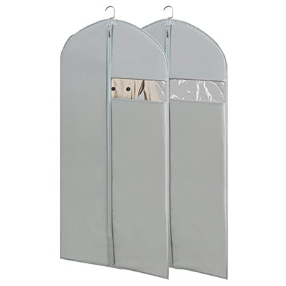 Garment Bags for Travel, 50'' Garment Bags for Hanging Clothes, Suit bag (Set of 2, 23.3'' X 50'') | Transparent window , Easy to identify,2Pcs - size: Set of 2 (23.3'' X 50'')