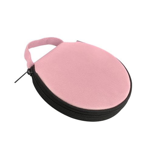 Car CD Case, 20 Capacity Round Disc Organizer with Transparent Film Divider, Waterproof Anti-scratch Oxford DVD Storage Bag with Handle, Portable CD Organizer for Car & Home (Pink) - color: Pink