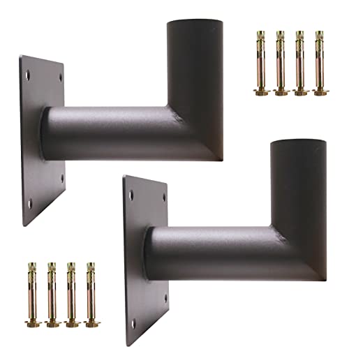 90 Degree Wall Mount Bracket with 2-3/8in OD Tenon 2Pack | L Shape Wall Mounted Adapter for Outdoor LED Parking Lot Lights Street Lights Post Top Light, Heavy Duty Steel, Dark Bronze - size: 90 Degree Wall Mount 2 Pack