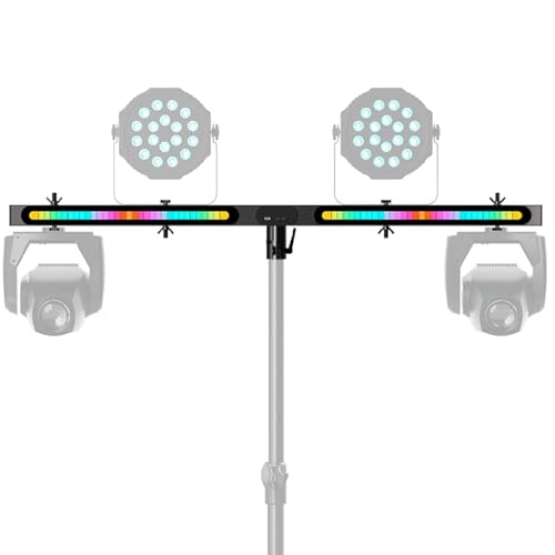 DJ Light T-Bar Extension Cross Bar, 39.3 Inch 12 in 1 Rechargeable DJ Lighting for Par Can Strobe Light, for Stages, Banquet, Party, Suitable for 35mm Diameter Pole (Stand Not Include) - size: Only Square T Bar with Light