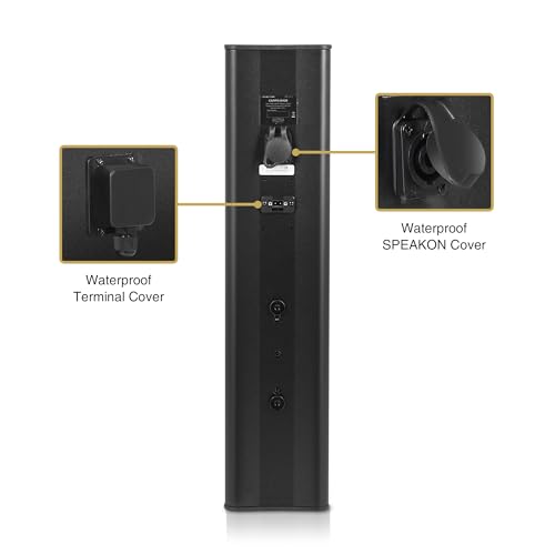 Sound Town Weatherproof Compact Aluminum Line Array Column Speaker with Wall Mount Bracket, 4 x 3 Woofers, 2 x 1.2 Dome Tweeters, Black, for Church, Indoor & Outdoor Installation (CARPO-M42B)