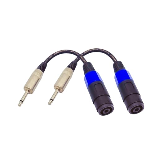 Sam&Johnny Speakon Female to 1/4" Male TS Speaker Cable Adapter - Professional Audio Connector Cable Heavy Duty Speakon Cable for PA System Amplifier (2 Pack, 6 Inch)