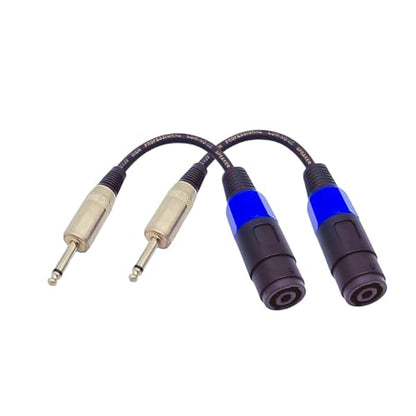 Sam&Johnny Speakon Female to 1/4" Male TS Speaker Cable Adapter - Professional Audio Connector Cable Heavy Duty Speakon Cable for PA System Amplifier (2 Pack, 6 Inch)