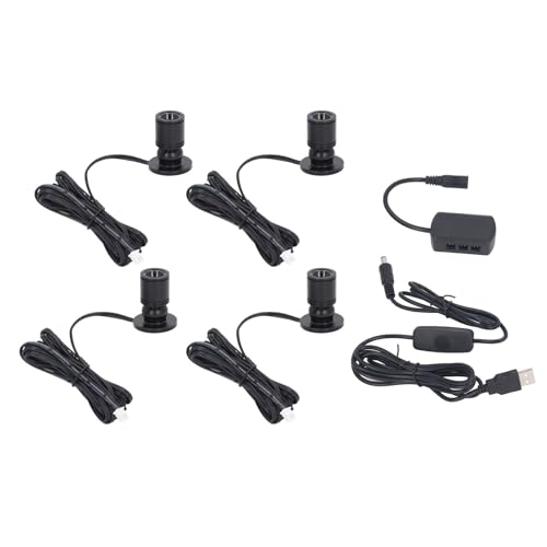 5V 조도 조절 가능한 LED 미니 스포트라이트, 2m(6.5피트) 케이블, 주얼리/실내 그림/예술/모델 디스플레이 조명, 주얼리 캐비닛, 입구, 테이블 선반용 USB 전원 스포트라이트(웜 화이트 3000K, 4팩) - color: 웜 화이트 3000K, size: 4팩