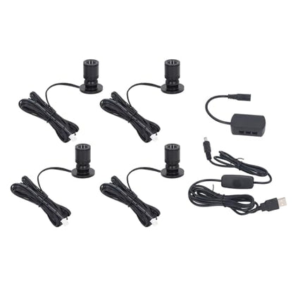 5V 조도 조절 가능한 LED 미니 스포트라이트, 2m(6.5피트) 케이블, 주얼리/실내 그림/예술/모델 디스플레이 조명, 주얼리 캐비닛, 입구, 테이블 선반용 USB 전원 스포트라이트(웜 화이트 3000K, 4팩) - color: 웜 화이트 3000K, size: 4팩
