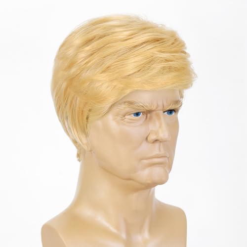 Men Blonde Wig,Donald Costume Blonde Wigs Synthetic Short Blonde Toupee Wigs for Cosplay Halloween Costume - color: DT-Blonde