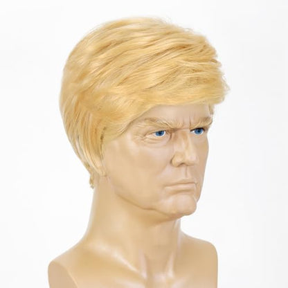 Men Blonde Wig,Donald Costume Blonde Wigs Synthetic Short Blonde Toupee Wigs for Cosplay Halloween Costume - color: DT-Blonde